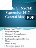 Agenda For NSChE September 2017 General Meeting