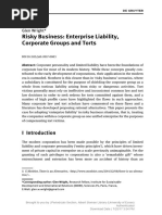 (Journal of European Tort Law) Risky Business Enterprise Liability Corporate Groups and Torts