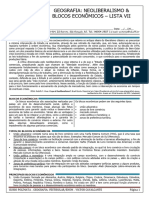 Geografia - Lista 7 - Neoliberalismo + Blocos Econômicos