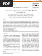 Alumina - Water Suspensions in The Presence of PEO-PPO-PEO Triblock Copolymers