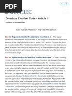 Omnibus Election Code - Article II - Election of President and Vice-President