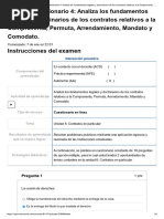 Examen - (AAB02) Cuestionario 4 - Analiza Los Fundamentos Legales y Doctrinarios de Los Contratos Relativos A La Compraventa, Permuta, Arrendamiento, Mandato y Comodato