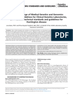 American College of Medical Genetics and Genomics Standards and Guidelines For Clinical Genetics Laboratories, 2014 Edition Technical Standards and Guidelines For Huntington