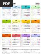 Calendario 2024 Horizontal Ano en Un Vistazo en Color