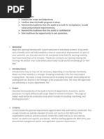 Internal Audit Opening Meeting Template