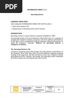 Information Sheet 1.2-1 Operating System: Install and Configure Computer Systems Developed by