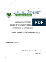 Haramaya University College of Bussiness and Economics Department of Management