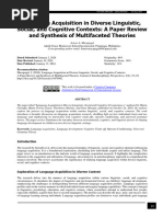 Language Acquisition in Diverse Linguistic, Social, and Cognitive Contexts A Paper Review and Synthesis of Multifaceted Theories