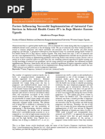 Factors Influencing Successful Implementation of Antenatal Care Services in Selected Health Centre IV's in Jinja District Eastern Uganda