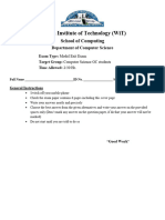 Woldia University Dept of CS Exit-Exam Model With Answer