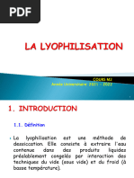 LA LYOPHILISATION Cours M2 2021 - 2022