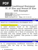 Lecture 4 - C Conditional Statement - IF - IF Else and Nested IF Else With Example