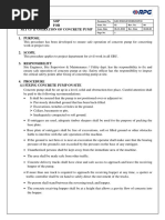 Sop For Set Up & Operation of Concrete Pump