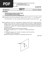 PHYF111 MIDSem QuestPaper