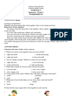 Science 2 Quarter1 Week 2 Worksheets: Body Parts Work Together