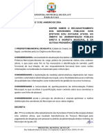 DECRETO #007, de 12 Janeiro de 2024 - Recadastramento de Servidores - PUBLICAR