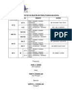 Schedule of Classes For The Following SHS Section