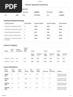 Teacher Appraisal Summary: Teaching Standards Ratings