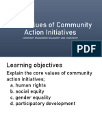 Core Values of Community Action Initiatives: Community Engagement Solidarity and Citizenship