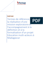 TDR Mission Exploratoire Madagascar PARTAGE