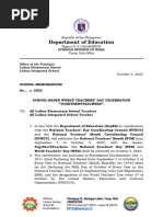 School Memorandum On School-Based WTD Celebration 2023