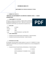 Informe de Obra Servicios Higienicos de Baños Unt