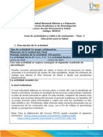 Guía de Actividades y Rúbrica de Evaluación - Paso 5 - Educación para La Salud