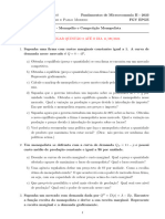 Lista 4 - Monopólio e Comportamento Monopolista