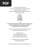 Análisis Jurídico Normativo Sobre Política Criminal Como Base de La Regulación de Los Delitos Sobre La Depredación de La Fauna Protegida