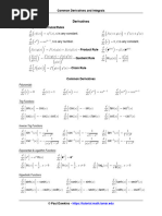 Integral Calculus Formula Sheet