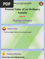 GM Lesson 10 Present Vaalue of Ordinary Annuity