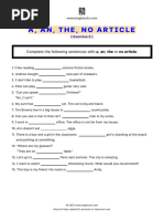 A An The No Article Exercise 2