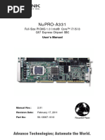 Nupro-A331: Full-Size Picmg 1.0 Intel® Core™ I7/I5/I3 Q57 Express Chipset SBC