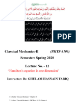 Lecture No. 12 - Hamilton's Equation in One Dimension