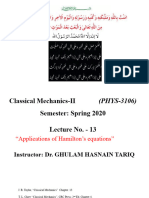 Lecture No. 13 - Applications of Hamilton's Equation