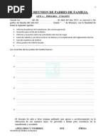 ACTA DE REUNION DE PADRES DE FAMILIA Comite de Aula