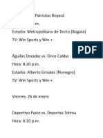 Calendari de Partido Primera Fecha