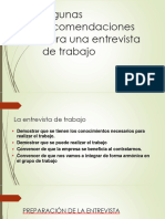 Posibles Recomendaciones Entrevista de Trabajo