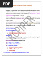 Transport Across The Cell Membrane