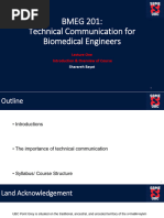 BMEG 201 Technical Communication For Biomedical Engineers Lecture 1-Course Intro