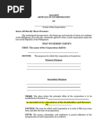 Articles of Incorporation For Change of Address TEMPLATE