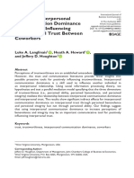 Trust Me Interpersonal Communication Dominance As A Tool For Influencing Interpersonal Trust Between Coworkers