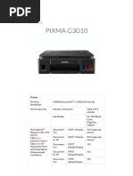 Canon Pixma Printer G3010 Specifications