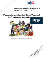 Filipino 3 - Kuwarter 3 - LAS 2 - Pagsasabi NG Sariling Ideya Tungkol Sa Tekstong Napakinggan - Bersiyon 1 2