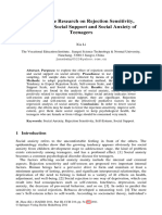 The Relative Research On Rejection Sensitivity, Self-Esteem, Social Support and Social Anxiety of Teenagers