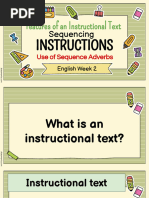 English WK 2 Features of Instructional Text, Sequencing Instructions, Use of Sequence Adverbs