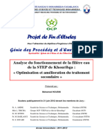 Rapport PFE 2012-Analyse Du Fonctionnement de La Filiére Eau de La Step de Khouribga Optimisation Et Amélioration Du Traitement Secondaire