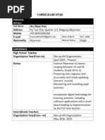 Hsu Myat Htet (S-16860) CV Form