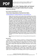 Improving Higher Order Thinking Skills and Students' Learning Interest Through Problem-Based Learning Model On Literacy