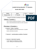 Examen Normalisé 2SM Physique Chimie